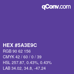 Color code: HEX #5A3E9C | qconv.com
