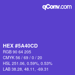 カラーコード: HEX #5A40CD | qconv.com