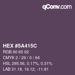 Color code: HEX #5A415C | qconv.com