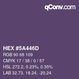 Color code: HEX #5A446D | qconv.com