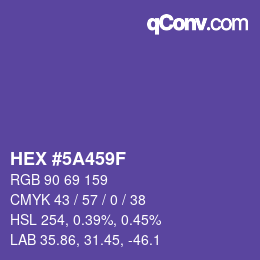 Color code: HEX #5A459F | qconv.com