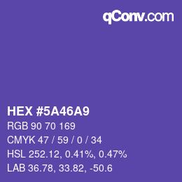 Color code: HEX #5A46A9 | qconv.com