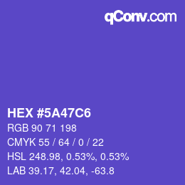 カラーコード: HEX #5A47C6 | qconv.com