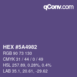 Color code: HEX #5A4982 | qconv.com