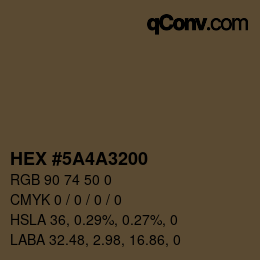 Color code: HEX #5A4A3200 | qconv.com