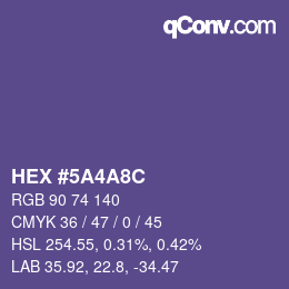 Color code: HEX #5A4A8C | qconv.com