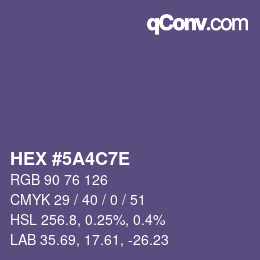 Color code: HEX #5A4C7E | qconv.com