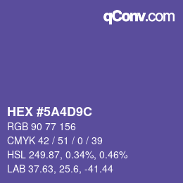 Color code: HEX #5A4D9C | qconv.com