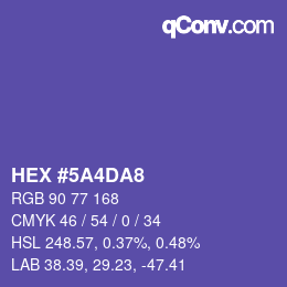 颜色代码: HEX #5A4DA8 | qconv.com