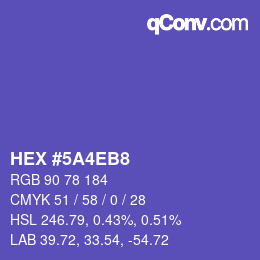 颜色代码: HEX #5A4EB8 | qconv.com