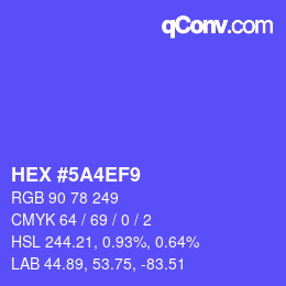 カラーコード: HEX #5A4EF9 | qconv.com
