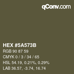 Color code: HEX #5A573B | qconv.com