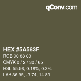 Color code: HEX #5A583F | qconv.com
