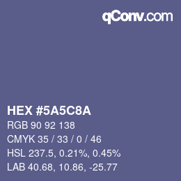 Color code: HEX #5A5C8A | qconv.com