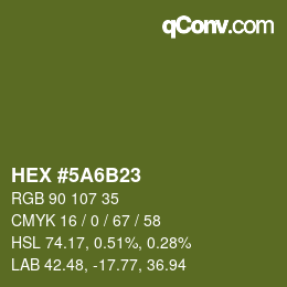 Color code: HEX #5A6B23 | qconv.com