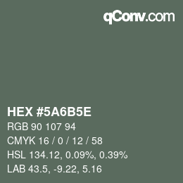 Color code: HEX #5A6B5E | qconv.com