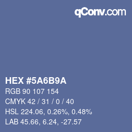 Color code: HEX #5A6B9A | qconv.com