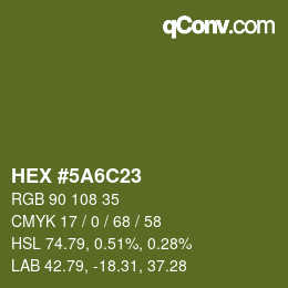 颜色代码: HEX #5A6C23 | qconv.com