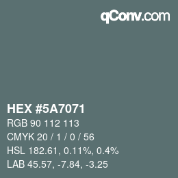 Color code: HEX #5A7071 | qconv.com