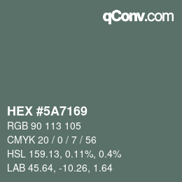 Code couleur: HEX #5A7169 | qconv.com