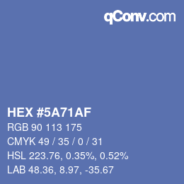 Farbcode: HEX #5A71AF | qconv.com