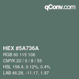 Color code: HEX #5A736A | qconv.com
