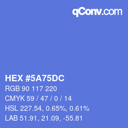 カラーコード: HEX #5A75DC | qconv.com