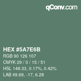 Color code: HEX #5A7E6B | qconv.com