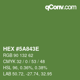 Color code: HEX #5A843E | qconv.com