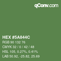 Color code: HEX #5A844C | qconv.com