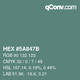 Color code: HEX #5A847B | qconv.com