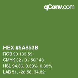 Color code: HEX #5A853B | qconv.com
