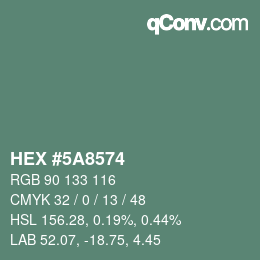 Color code: HEX #5A8574 | qconv.com