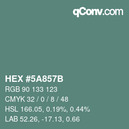 Color code: HEX #5A857B | qconv.com