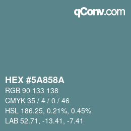 Color code: HEX #5A858A | qconv.com