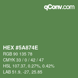 Color code: HEX #5A874E | qconv.com