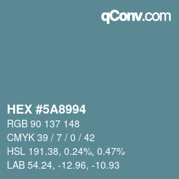 Color code: HEX #5A8994 | qconv.com