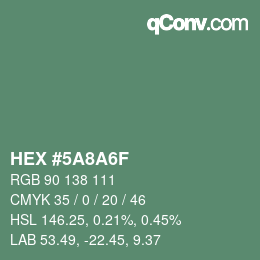 Color code: HEX #5A8A6F | qconv.com