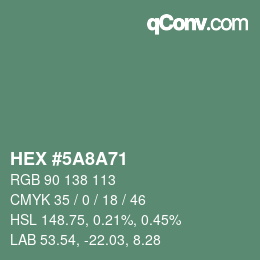 Color code: HEX #5A8A71 | qconv.com
