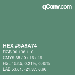 Color code: HEX #5A8A74 | qconv.com