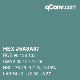 Color code: HEX #5A8A87 | qconv.com