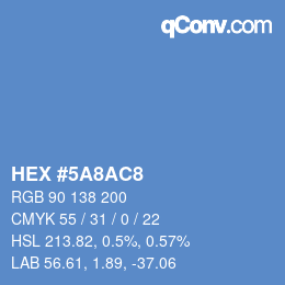 カラーコード: HEX #5A8AC8 | qconv.com