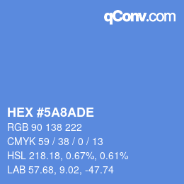 カラーコード: HEX #5A8ADE | qconv.com