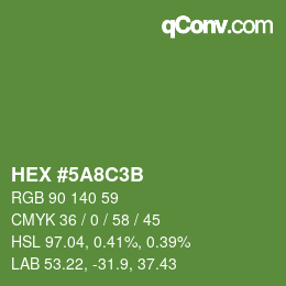 Color code: HEX #5A8C3B | qconv.com