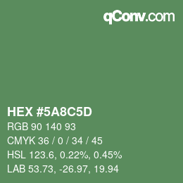 Color code: HEX #5A8C5D | qconv.com