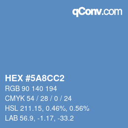 カラーコード: HEX #5A8CC2 | qconv.com