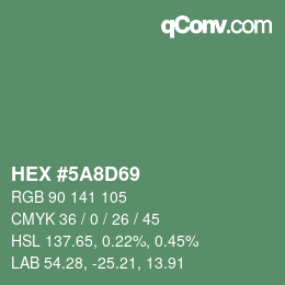 Color code: HEX #5A8D69 | qconv.com