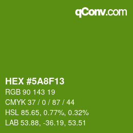 カラーコード: HEX #5A8F13 | qconv.com