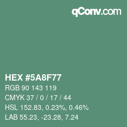 Color code: HEX #5A8F77 | qconv.com