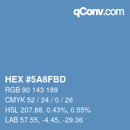 カラーコード: HEX #5A8FBD | qconv.com